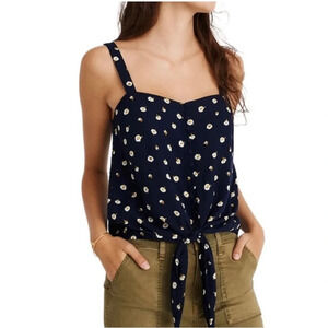 Madewell Button-Front Tie Tank in Daisy Dots (Navy). Size: XS  | Madewell